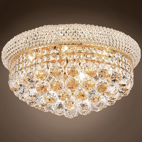 Joshua Marshal Bagel Design 8 Light 16 Gold Flush Mount w/Clear Swarovski Crystals" 700996-008